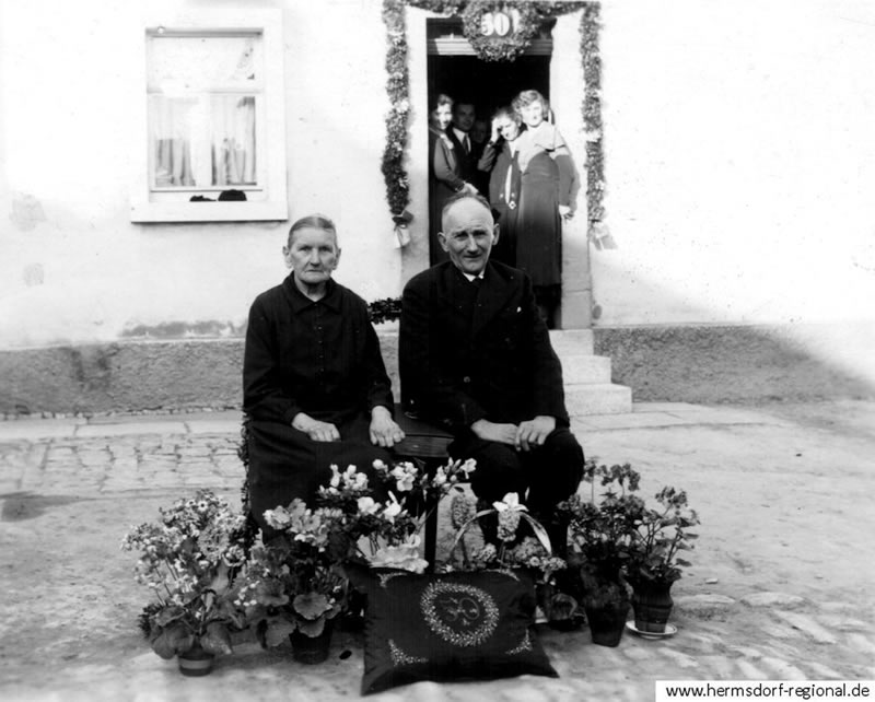 26.03.1933 Goldene Hochzeit Anna geborene Scheller und Traugott Beyer „Schäfter“